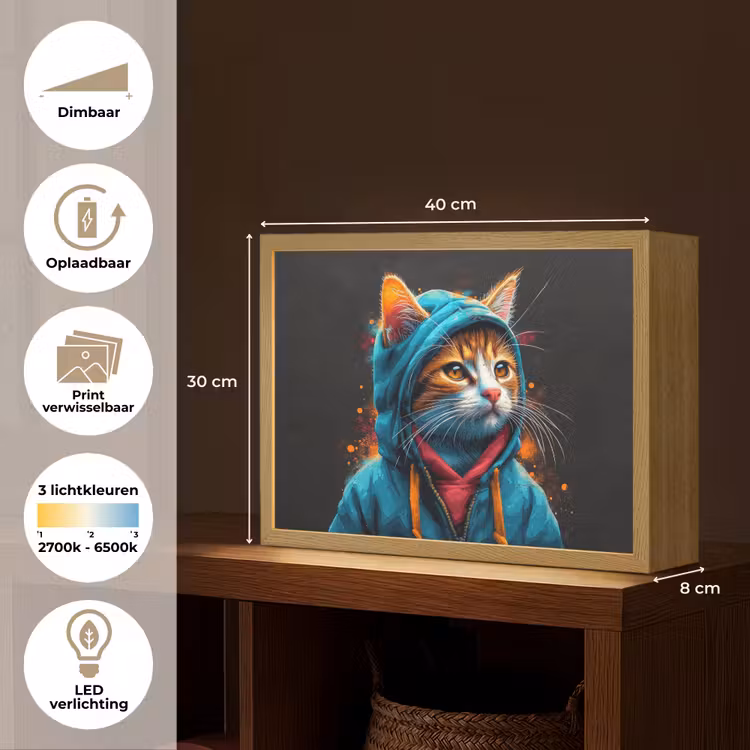 Lightbox - Wandlamp - Graffiti - Kat - Zwart - Jas - Street art — 10