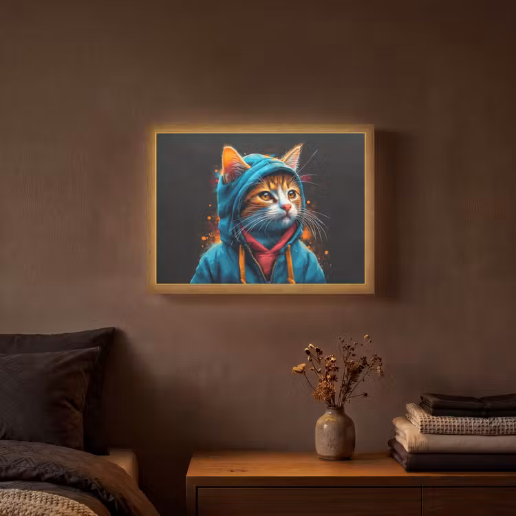 Lightbox - Wandlamp - Graffiti - Kat - Zwart - Jas - Street art — 3
