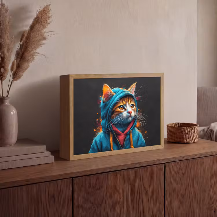 Lightbox - Wandlamp - Graffiti - Kat - Zwart - Jas - Street art — 4