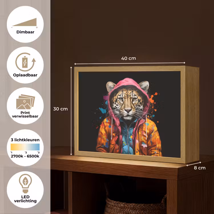 Lightbox - Wandlamp - Graffiti - Luipaard - Zwart - Jas — 10