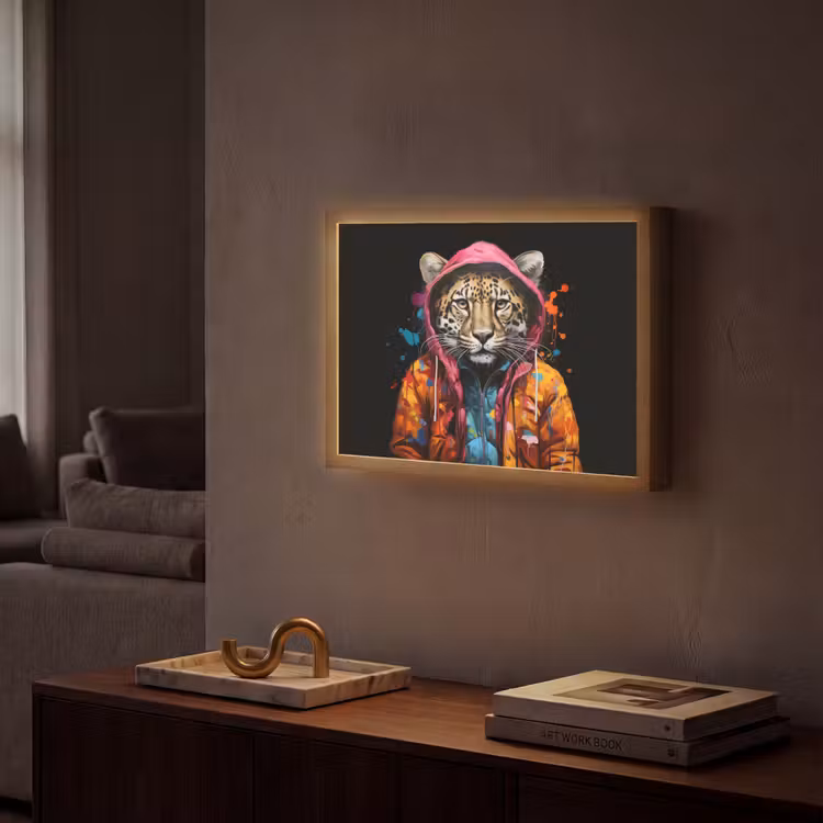 Lightbox - Wandlamp - Graffiti - Luipaard - Zwart - Jas — 2