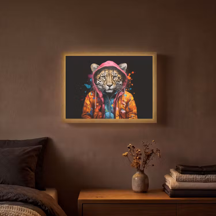 Lightbox - Wandlamp - Graffiti - Luipaard - Zwart - Jas — 3