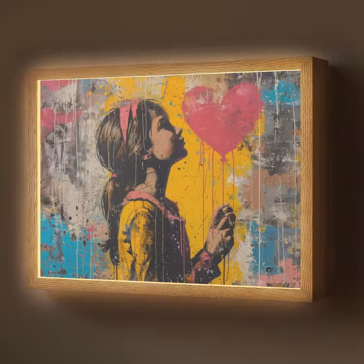 Lightbox - Wandlamp - Graffiti - Meisje - Ballon - Street art — 1
