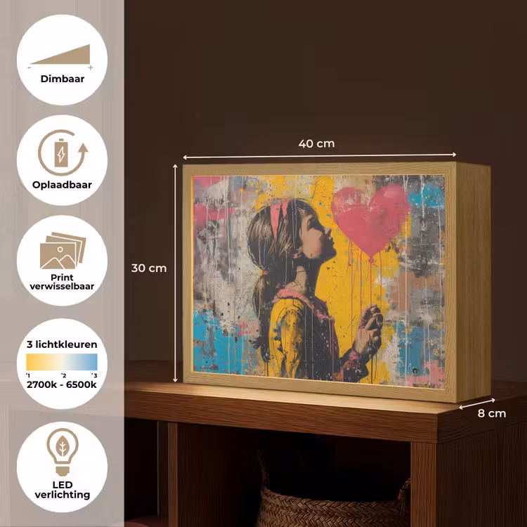 Lightbox - Wandlamp - Graffiti - Meisje - Ballon - Street art — 10