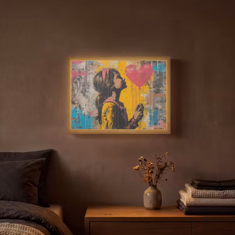 Lightbox - Wandlamp - Graffiti - Meisje - Ballon - Street art — 3
