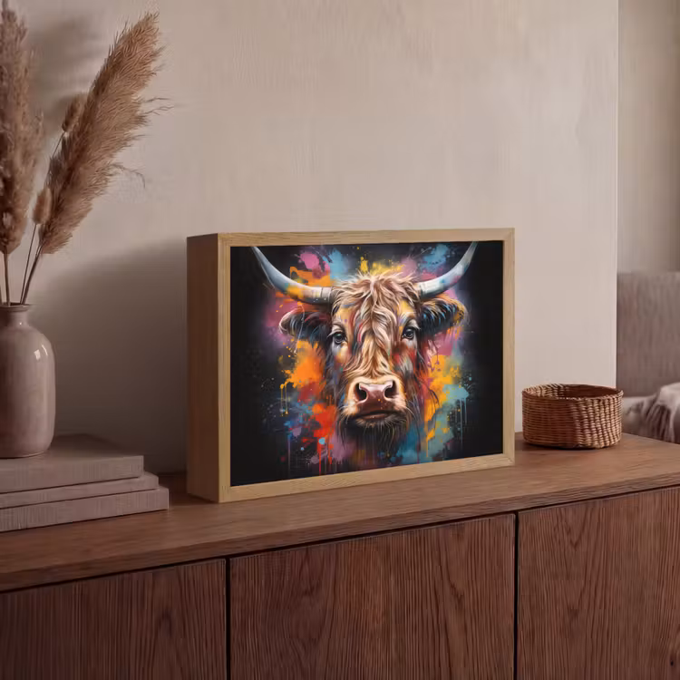 Lightbox - Wandlamp - Graffiti - Schotse hooglander - Zwart - Koe — 4