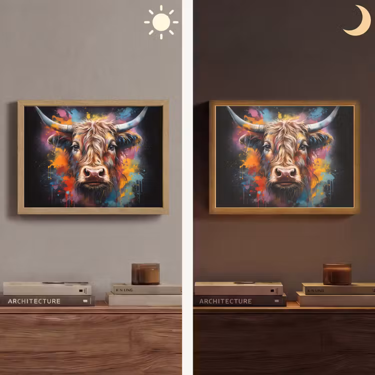 Lightbox - Wandlamp - Graffiti - Schotse hooglander - Zwart - Koe — 6