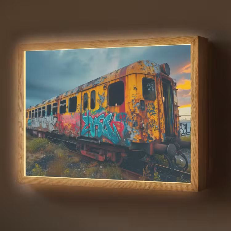 Lightbox - Wandlamp - Graffiti - Verlaten trein - Street art — 1