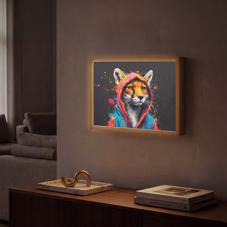 Lightbox - Wandlamp - Graffiti - Vos - Jas - Pop art - Dieren — 2