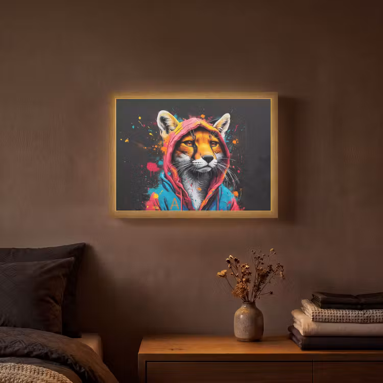 Lightbox - Wandlamp - Graffiti - Vos - Jas - Pop art - Dieren — 3