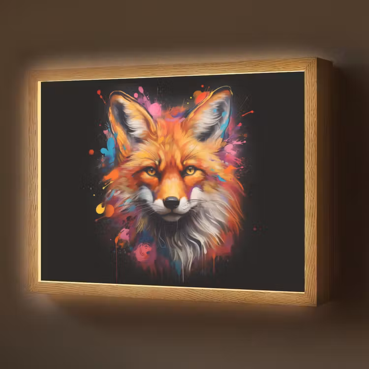Lightbox - Wandlamp - Graffiti - Vos - Zwart - Pop art — 1
