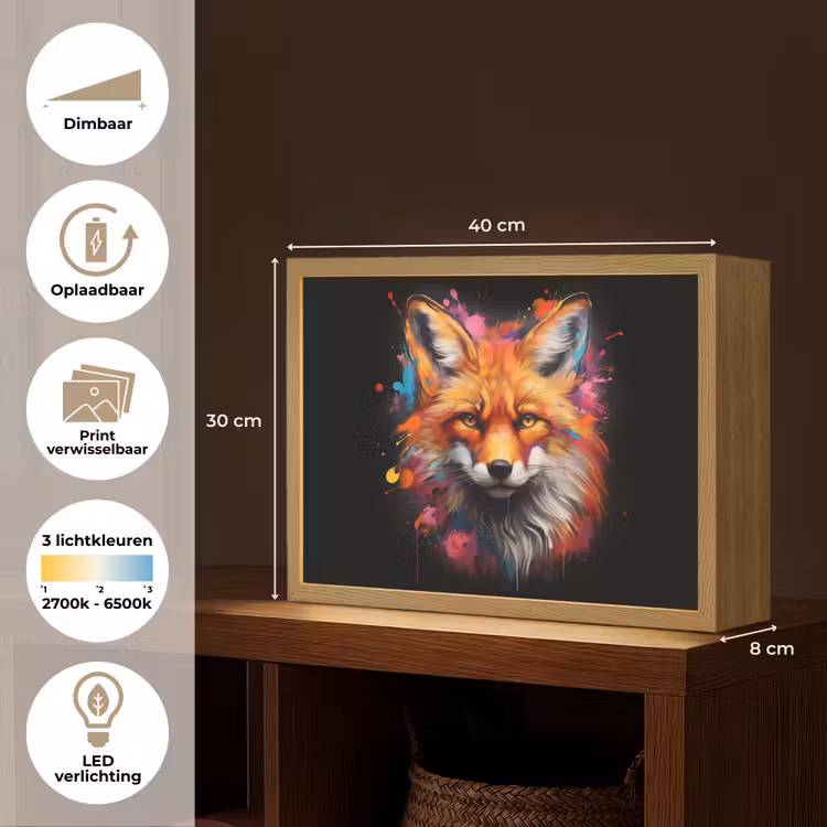 Lightbox - Wandlamp - Graffiti - Vos - Zwart - Pop art — 10