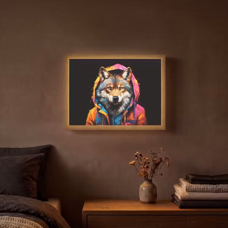 Lightbox - Wandlamp - Graffiti - Wolf - Jas - Zwart — 3