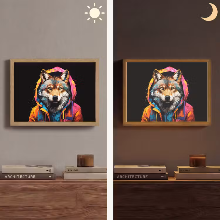 Lightbox - Wandlamp - Graffiti - Wolf - Jas - Zwart — 6