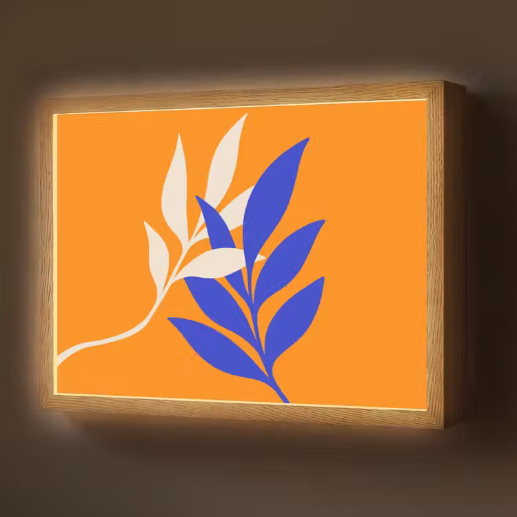 Lightbox - Wandlamp - Takken - Bladeren - Minimalistisch - Blauw — 1