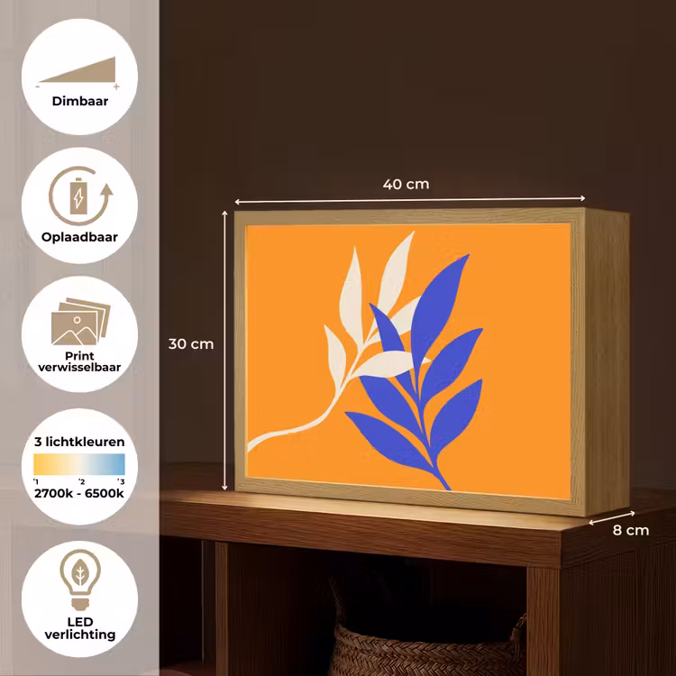 Lightbox - Wandlamp - Takken - Bladeren - Minimalistisch - Blauw — 10