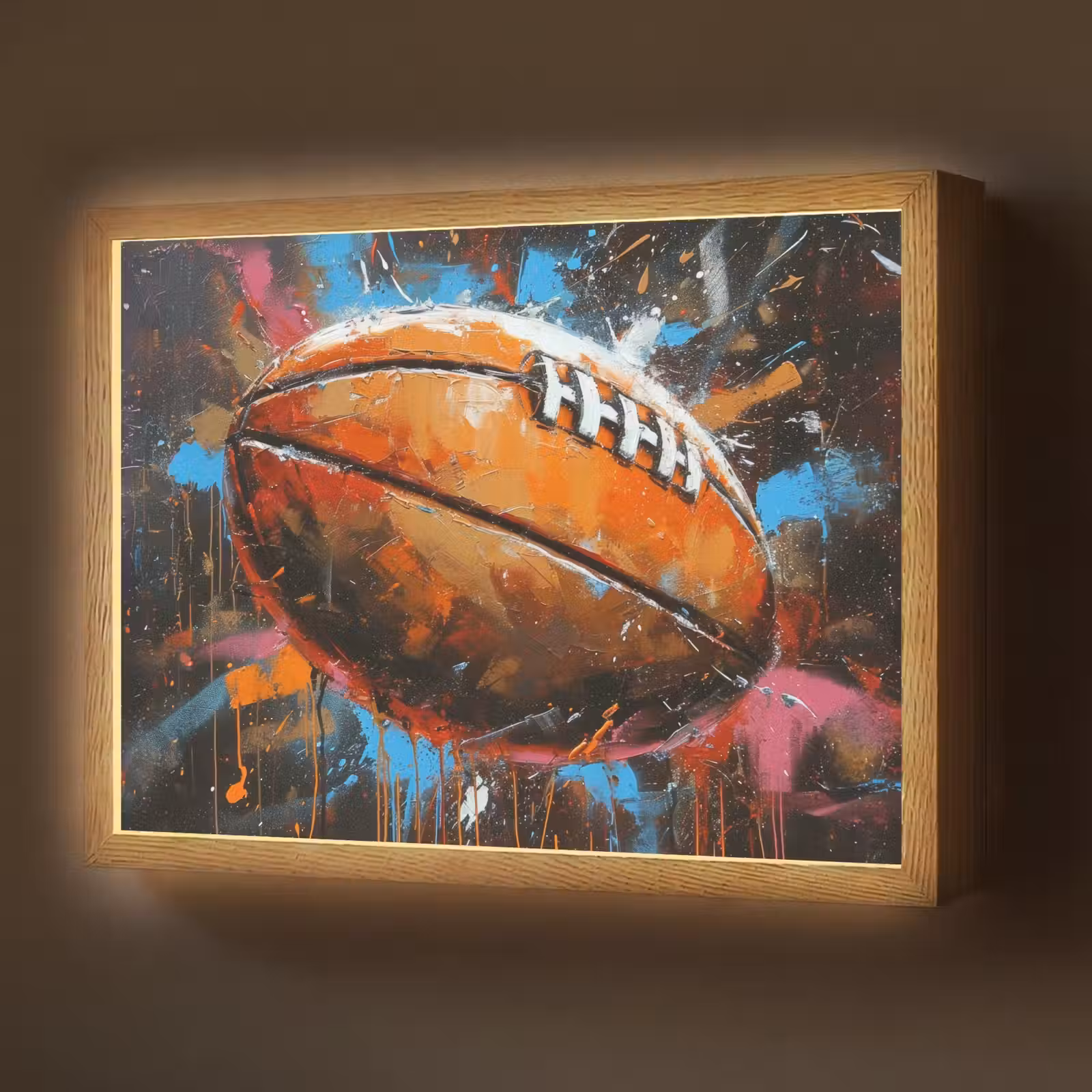 Lightbox - Wandlamp - Graffiti - Rugby - Kleurrijk - Rugbybal — 1