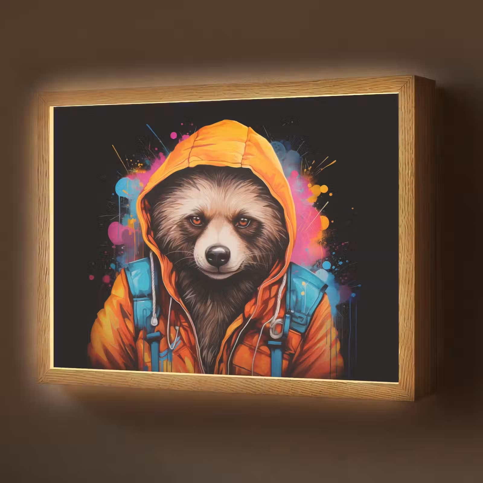 Lightbox - Wandlamp - Graffiti - Wasbeer - Jas - Zwart — 1
