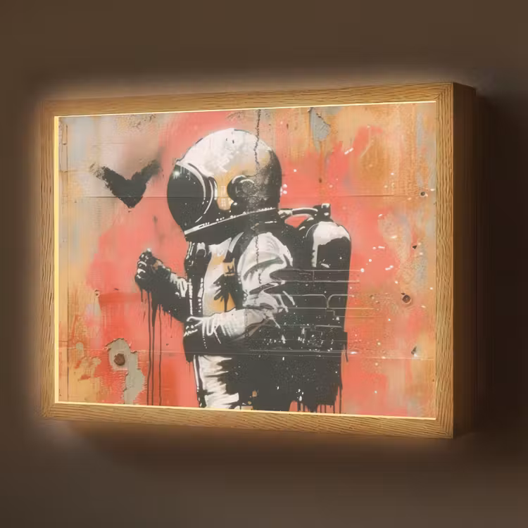 Lightbox - Wandlamp - Graffiti - Astronaut - Street art - Ruimte — 1