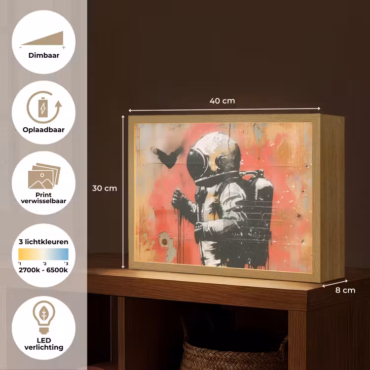 Lightbox - Wandlamp - Graffiti - Astronaut - Street art - Ruimte — 10