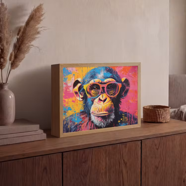 Lightbox - Wandlamp - Graffiti - Chimpansee - Aap - Bril - Kleurrijk — 4