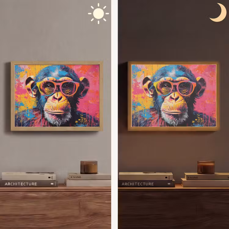 Lightbox - Wandlamp - Graffiti - Chimpansee - Aap - Bril - Kleurrijk — 6