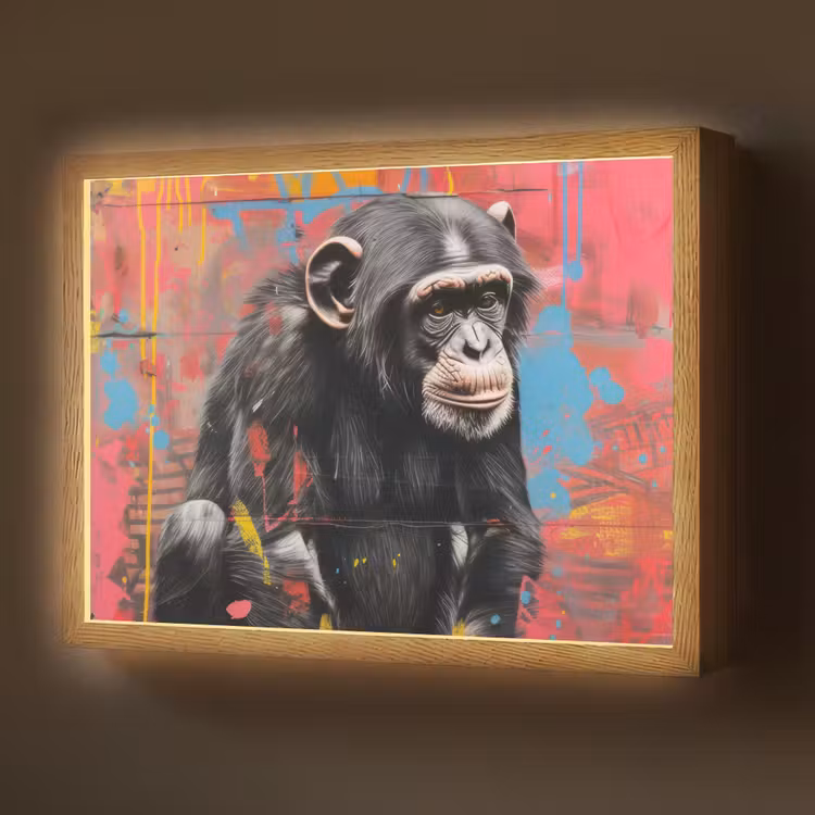 Lightbox - Wandlamp - Graffiti - Chimpansee - Aap - Dieren - Street art — 1
