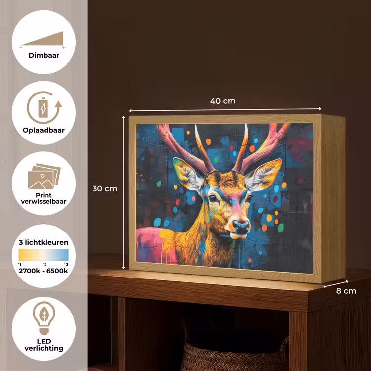 Lightbox - Wandlamp - Graffiti - Hert - Dier - Kleurrijk — 10