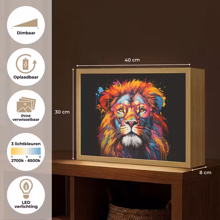 Lightbox - Wandlamp - Graffiti - Leeuw - Bril - Zwart - Kleurrijk — 10