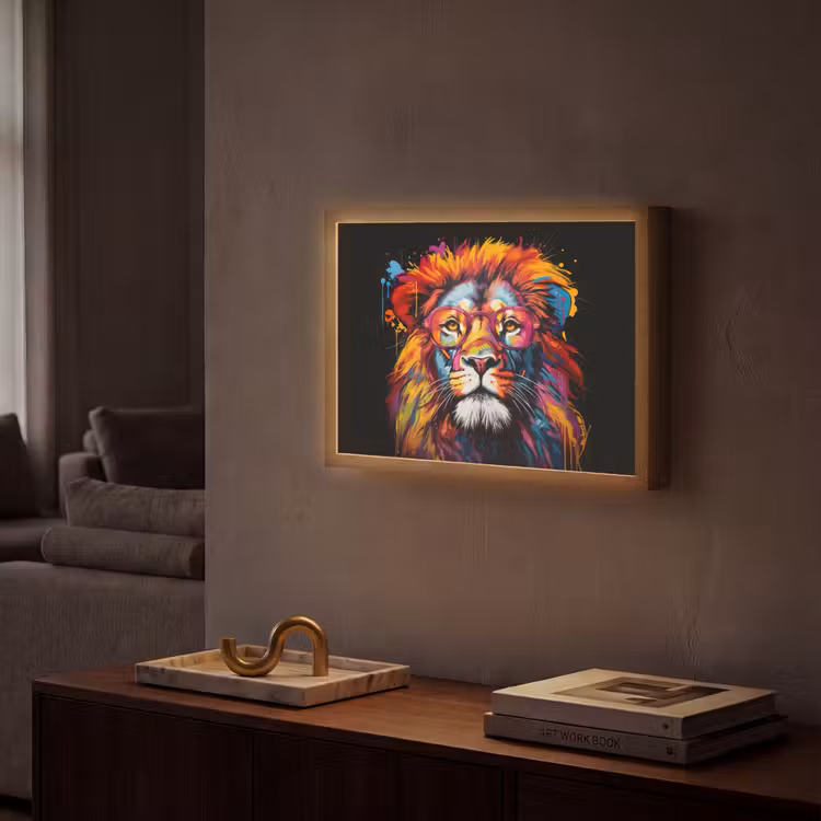 Lightbox - Wandlamp - Graffiti - Leeuw - Bril - Zwart - Kleurrijk — 2