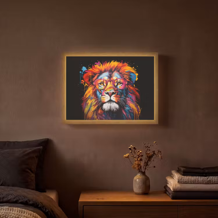 Lightbox - Wandlamp - Graffiti - Leeuw - Bril - Zwart - Kleurrijk — 3
