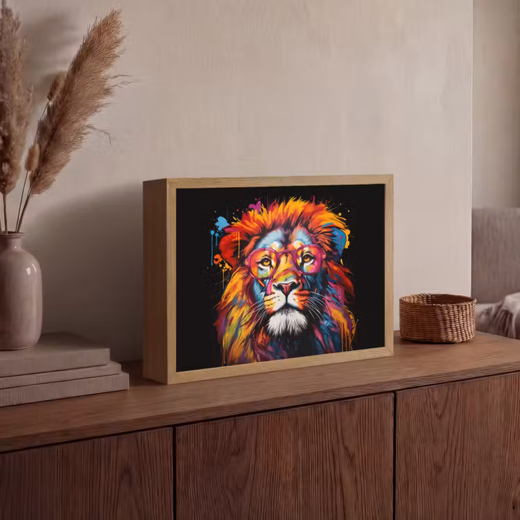 Lightbox - Wandlamp - Graffiti - Leeuw - Bril - Zwart - Kleurrijk — 4