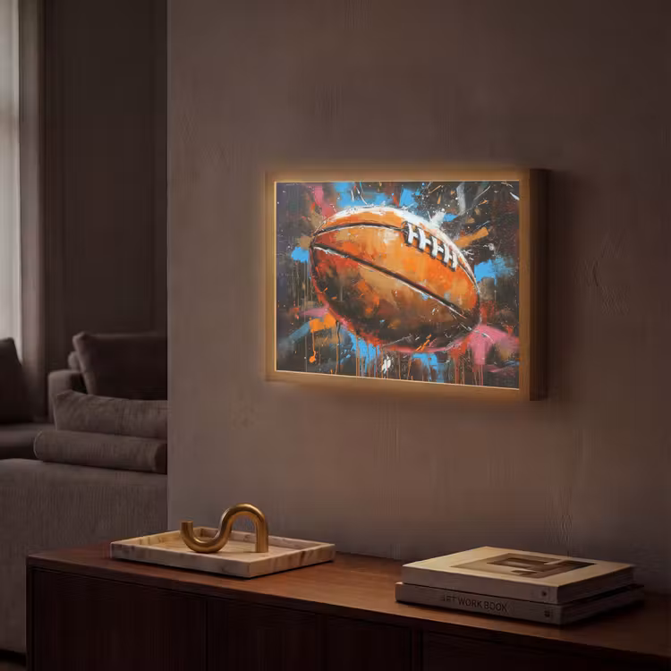 Lightbox - Wandlamp - Graffiti - Rugby - Kleurrijk - Rugbybal — 2