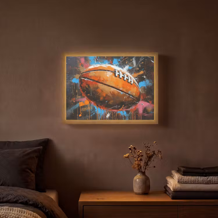 Lightbox - Wandlamp - Graffiti - Rugby - Kleurrijk - Rugbybal — 3