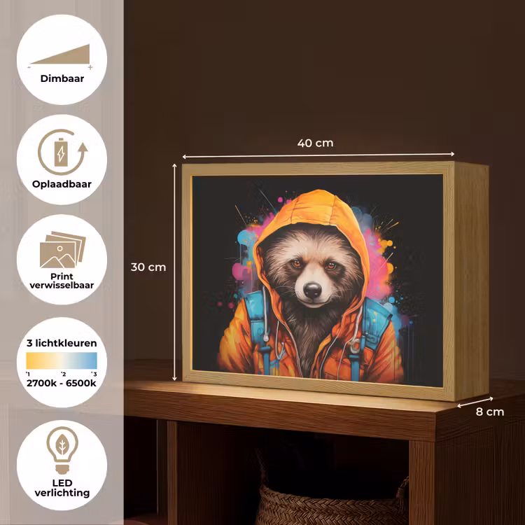 Lightbox - Wandlamp - Graffiti - Wasbeer - Jas - Zwart — 10