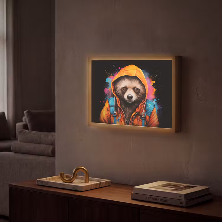 Lightbox - Wandlamp - Graffiti - Wasbeer - Jas - Zwart — 2