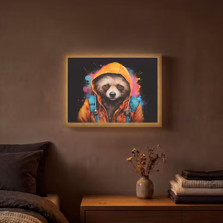Lightbox - Wandlamp - Graffiti - Wasbeer - Jas - Zwart — 3
