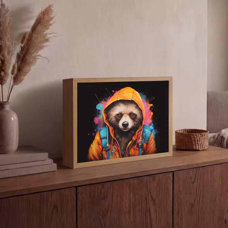 Lightbox - Wandlamp - Graffiti - Wasbeer - Jas - Zwart — 4