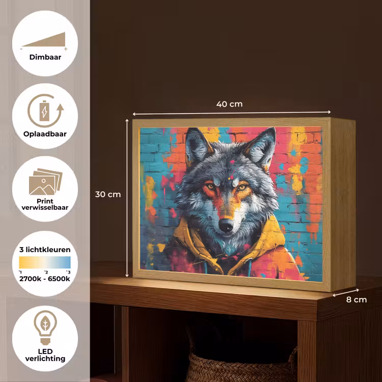 Lightbox - Wandlamp - Graffiti - Wolf - Street art - Blauw — 10