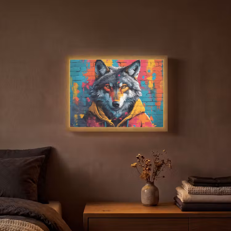 Lightbox - Wandlamp - Graffiti - Wolf - Street art - Blauw — 3