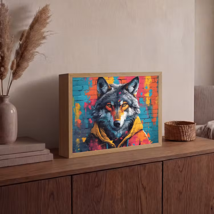 Lightbox - Wandlamp - Graffiti - Wolf - Street art - Blauw — 4