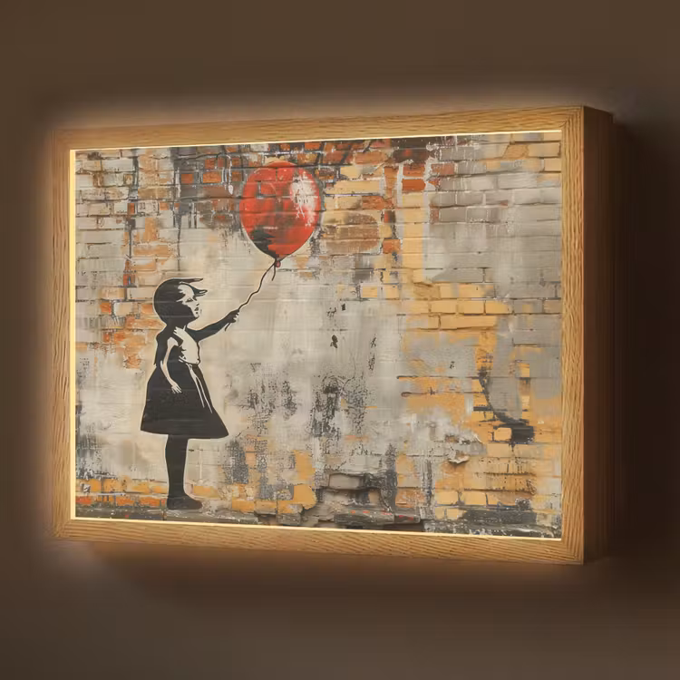Lightbox - Wandlamp - Graffiti - Banksy Style - Meisje met ballon — 1