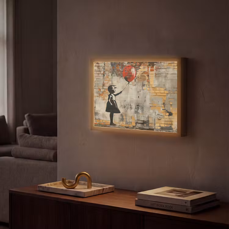 Lightbox - Wandlamp - Graffiti - Banksy Style - Meisje met ballon — 2