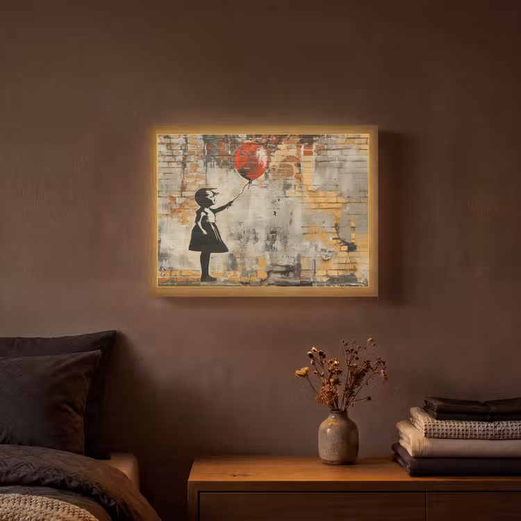 Lightbox - Wandlamp - Graffiti - Banksy Style - Meisje met ballon — 3