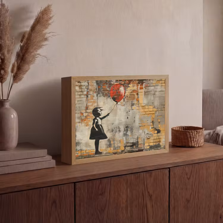 Lightbox - Wandlamp - Graffiti - Banksy Style - Meisje met ballon — 4