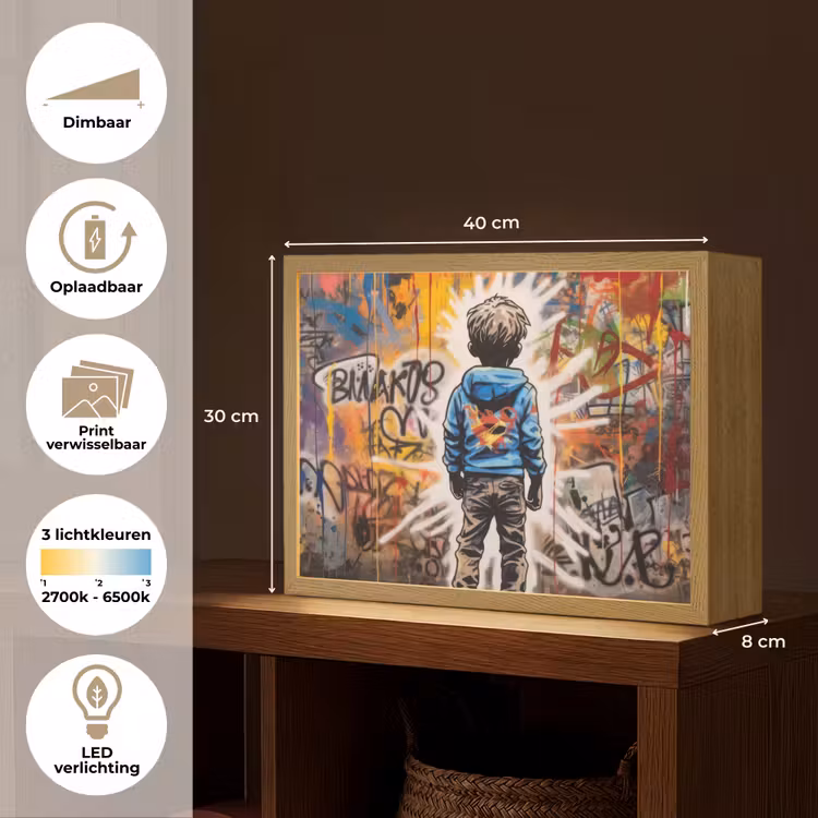 Lightbox - Wandlamp - Graffiti - Jongen - Kleuren - Street Art — 10