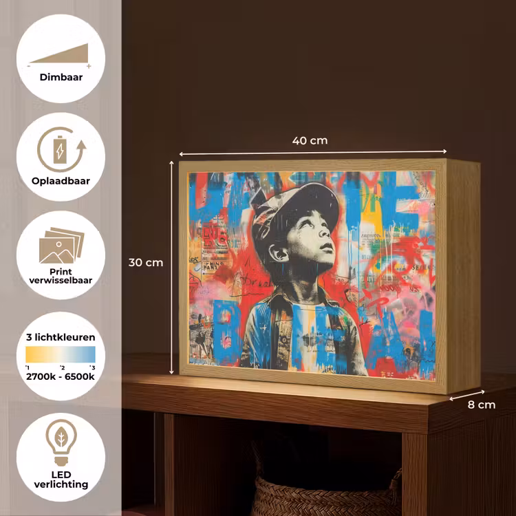 Lightbox - Wandlamp - Graffiti - Jongen - Street art - Kleuren — 10