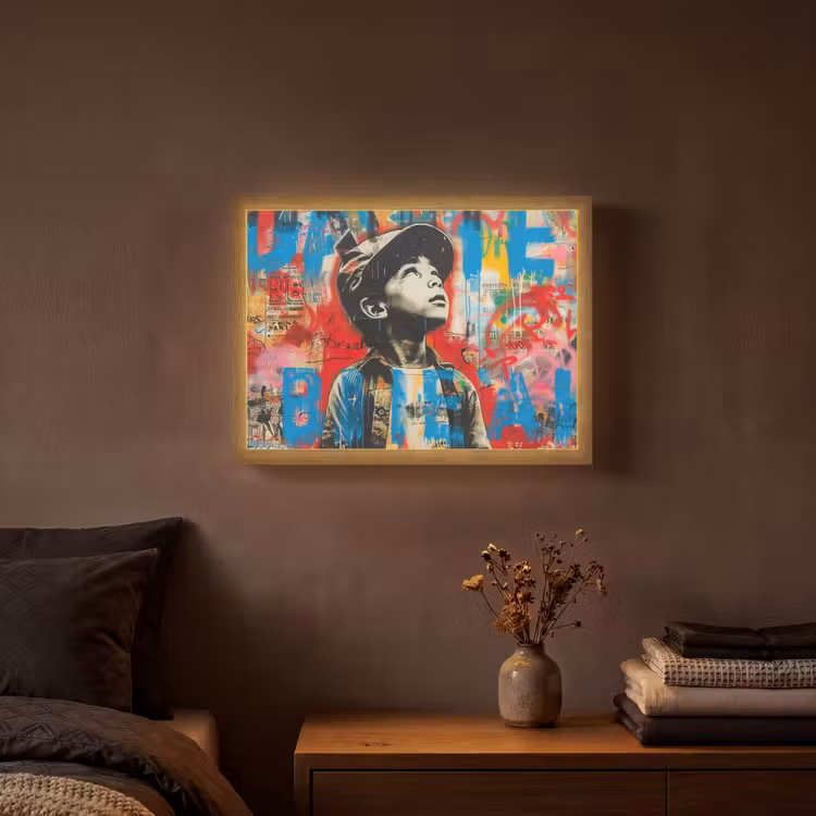 Lightbox - Wandlamp - Graffiti - Jongen - Street art - Kleuren — 3