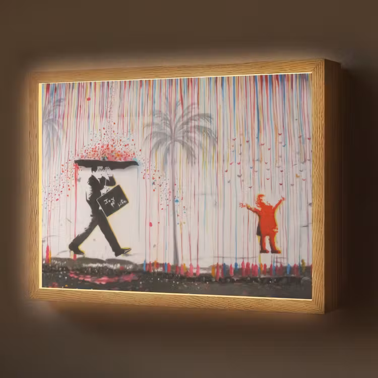 Lightbox - Wandlamp - Regen - Graffiti - Man - Banksy Style — 1