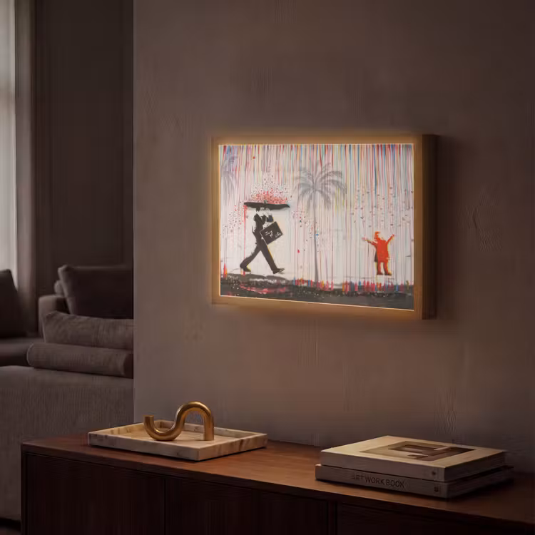 Lightbox - Wandlamp - Regen - Graffiti - Man - Banksy Style — 2